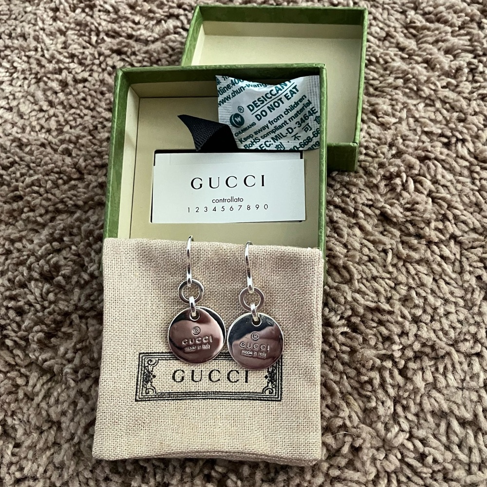 Gucci 925 Sterling Silver Drop Dangle Earrings